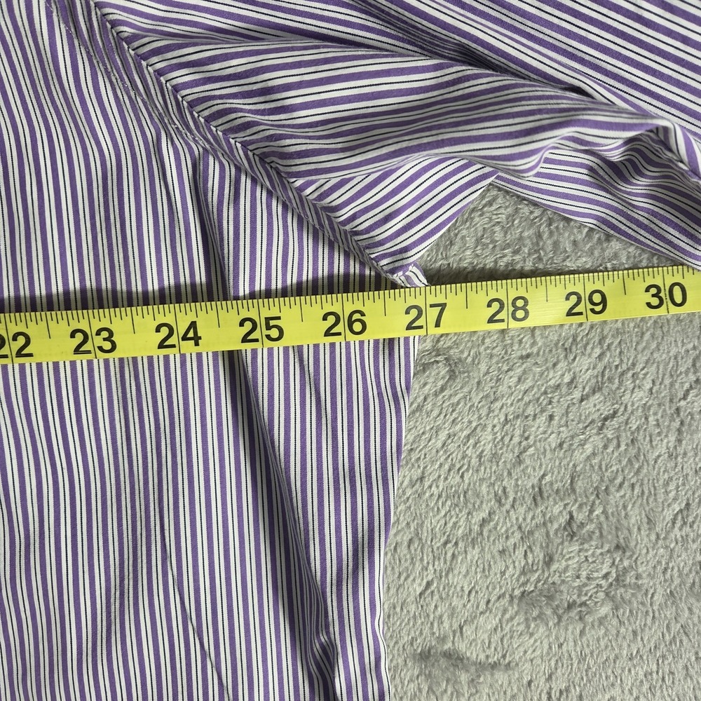 Polo Ralph Lauren Button Shirt Men's 18 34-35 Purple Stripe Pony Oxford Preppy - Picture 8 of 11